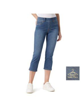 High Rise Pull On Straight Leg Capri Women's Cropped Jeans